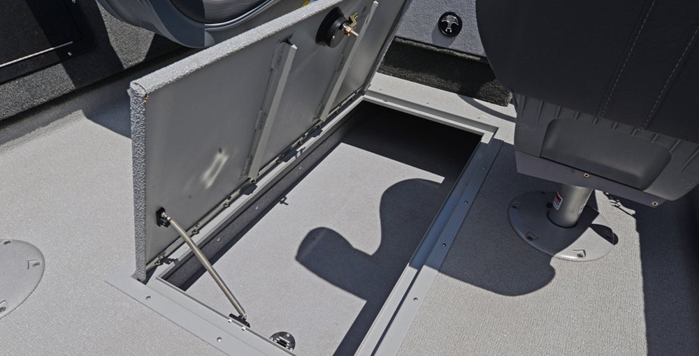 There's a huge amount of storage in this boat, including a massive in-floor locker in the main cockpit.